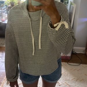 Madewell back and white striped boxy sweater